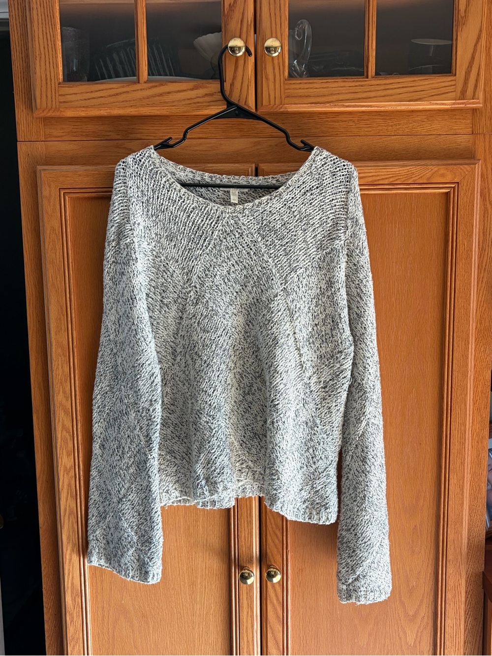 Eileen Fisher Marled Gray Scoop Neck Sweater size medium